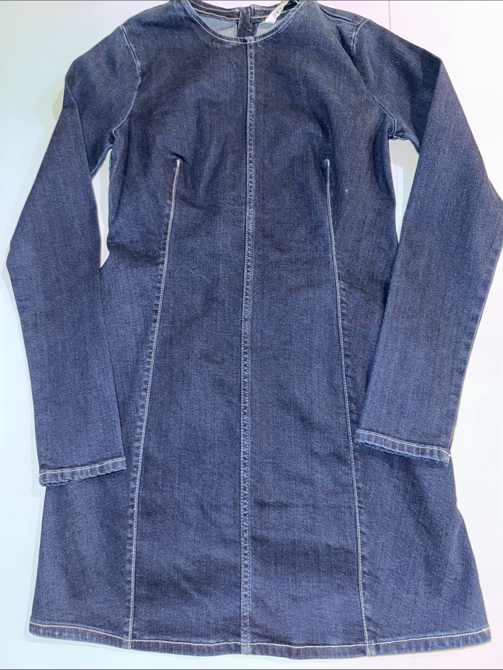 Zara Dark Blue Denim Long-Sleeve Dress